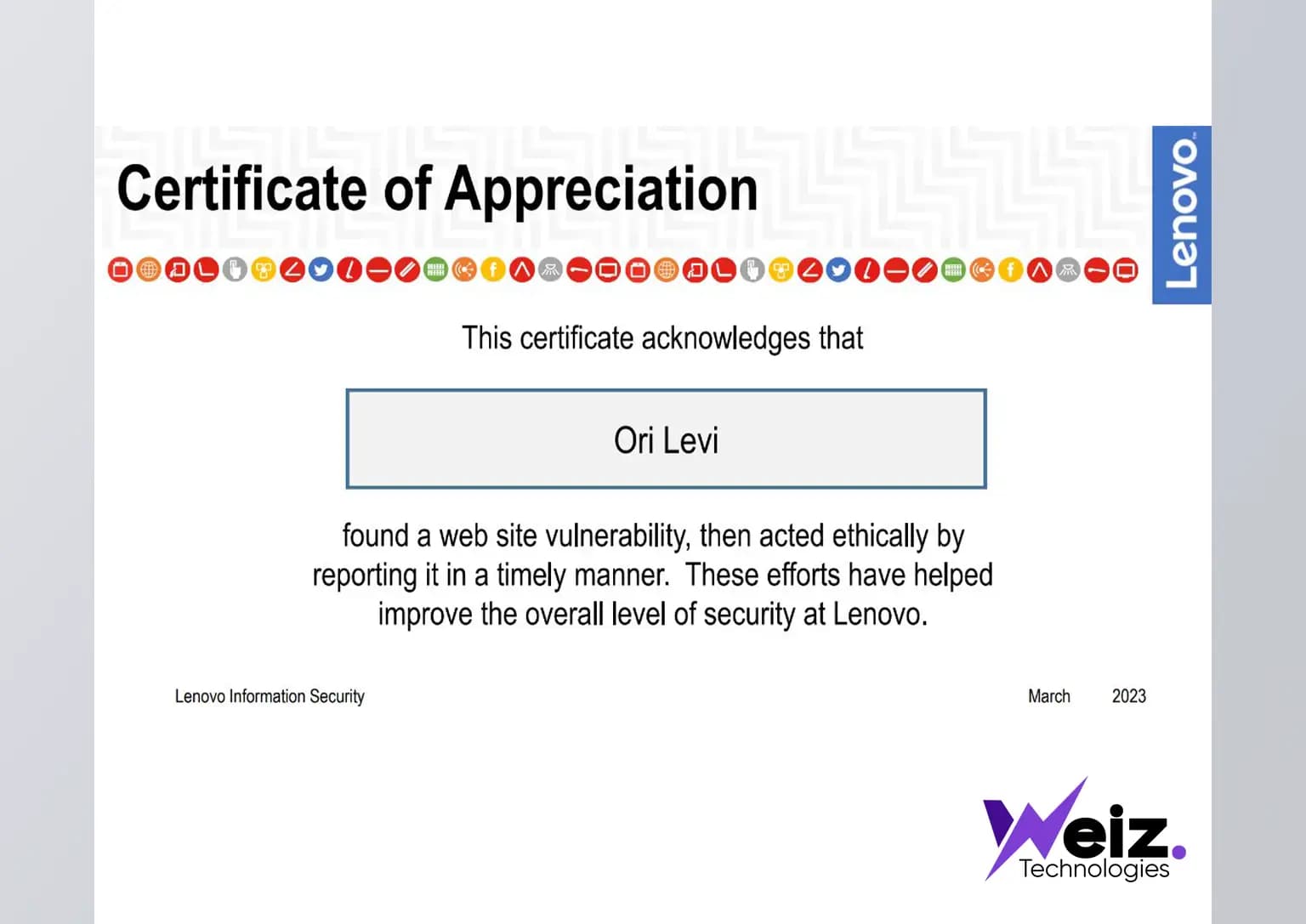 Certificate of Appreciation